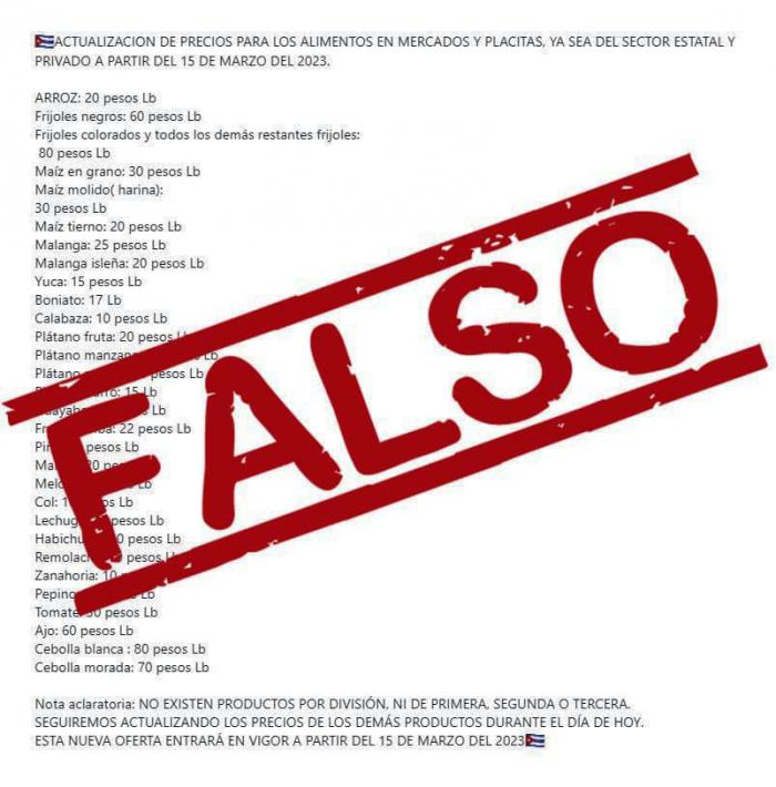 fake nwes precios la habana