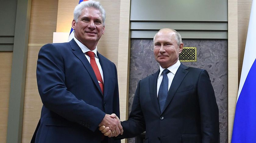 Presidente de Cuba, Miguel Díaz-Canel Bermúdez, y su homólogo de la Federación de Rusia, Vladimir Putin