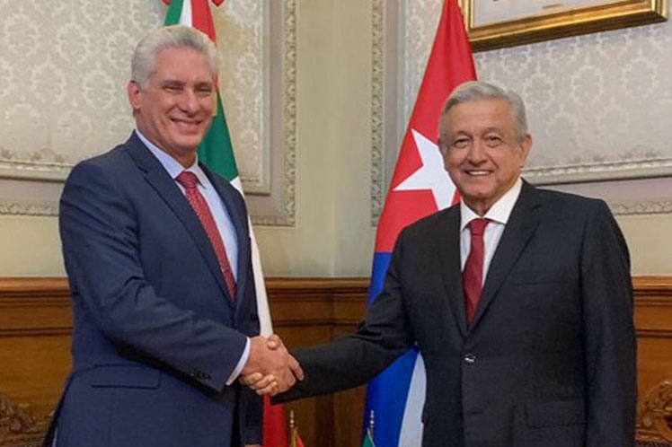 Presidente de Cuba, Miguel Díaz-Canel junto a su homólogo mexicano, Andrés Manuel López Obrador