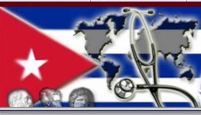 Imagen alegórica a la misión médica cubana