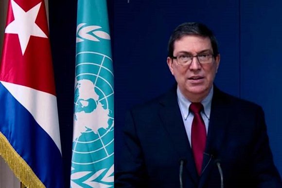Canciller cubano durante su intervención en el Consejo de Derechos Humanos de la ONU. Foto: Prensa Latina.