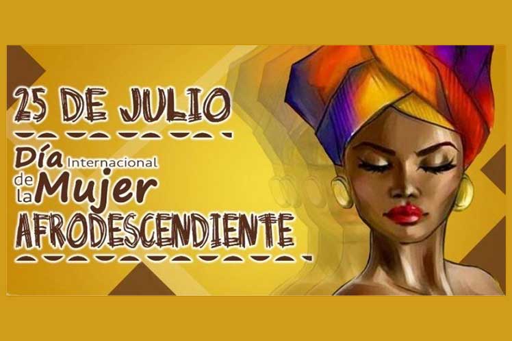 banner alegórico al día Internacional de la Mujer Afrodescendiente en Cuba