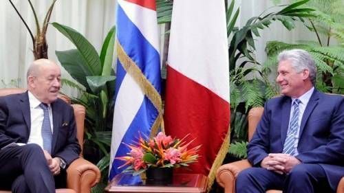 Presidente cubano recibió al Canciller de Francia 