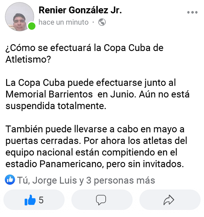 ¿Qué ocurrirá con la Copa Cuba de Atletismo?