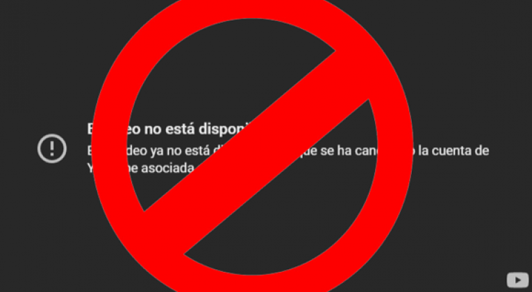 Baner alegórico al bloqueo de canales Youtube