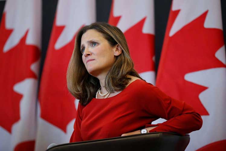 ministra de Relaciones Exteriores de Canadá, Chrystia Freeland