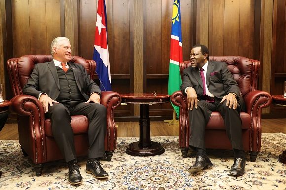 Encuentro de Miguel Díaz Canel con el Presidente namibio, Hage Geingob