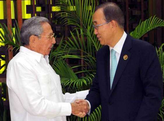Se reúnen Raúl Castro y Ban Ki-Moon en La Habana