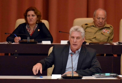 Presidente de Cuba, Miguel Díaz-Canel durante el debate de la Asamblea Nacional del Poder Popular sobre la informatización.