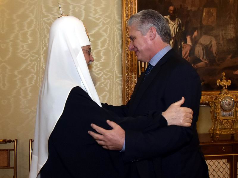 Recibe Patriarca de la Iglesia Ortodoxa Rusa a Díaz-Canel