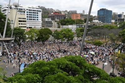 El cada vez más reducido grupo de seguidores de Guaidó. Hasta los medios de prensa antichavistas tuvieron que reconocer lo escualida que resultó su última manifestación "libertaria"