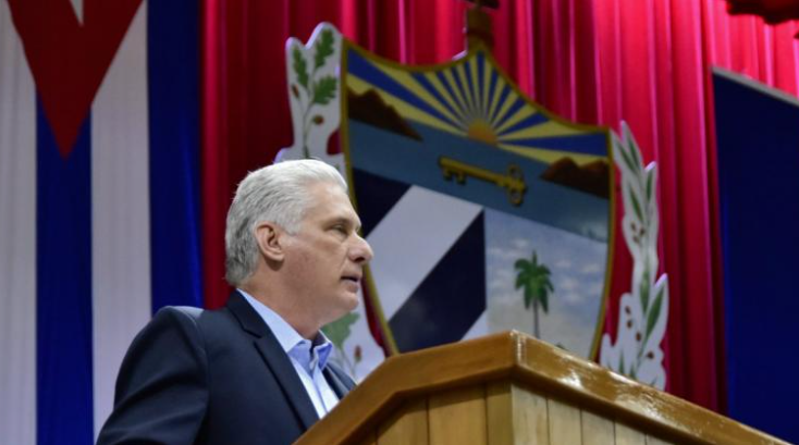 presidente de Cuba Miguel Díaz-Canel durante la clausura del noveno periodo ordinario de sesiones de la Asamblea Nacional del Poder Popular (parlamento).