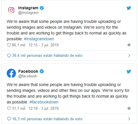 Instagram y Facebook reportan problemas