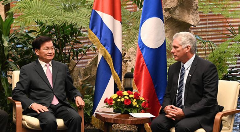 Sostienen presidentes de Cuba y Laos conversaciones oficiales