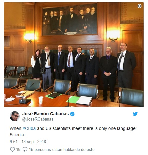 Mensaje del Embajador cubano en Estados Unidos, José Ramón Cabañas en twitter
