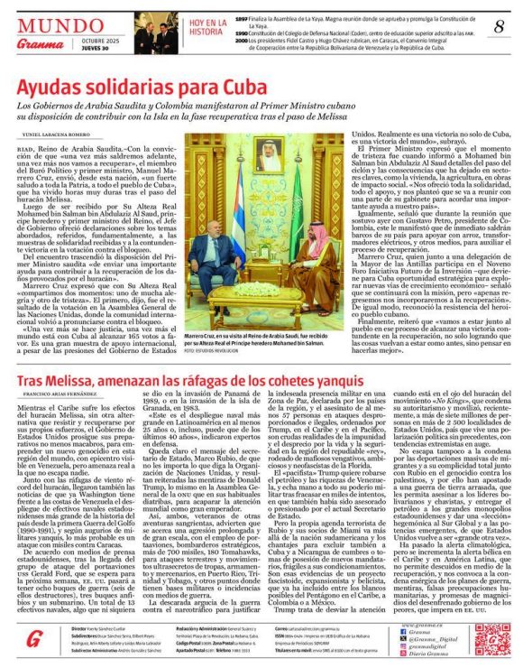 Periódico Granma, jueves 30 de octubre de 2025 Periódico Granma, jueves 30 de octubre de 2025